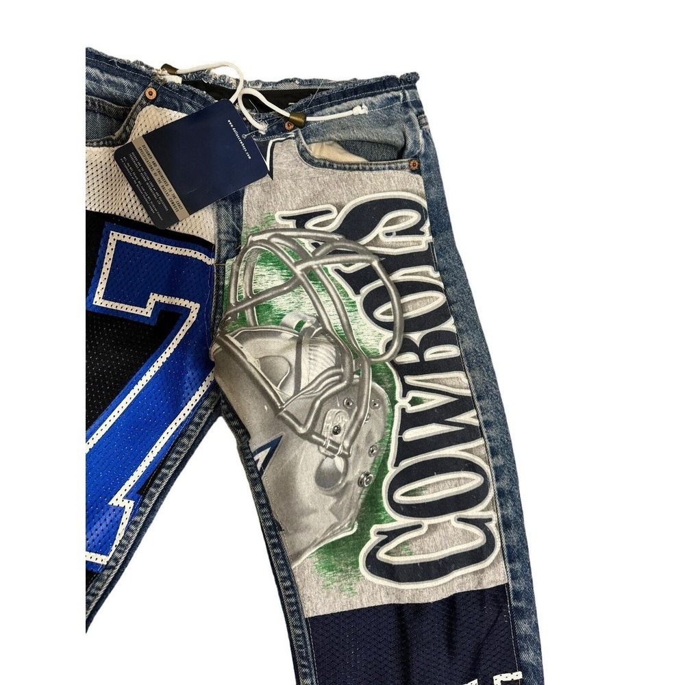 Vintage Dallas Cowboys Authentic DeepThree Levi's Jersey Patchwork Jeans NWT - Picture 7 of 13